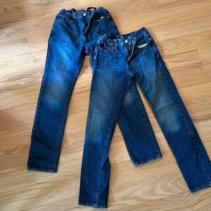 Two pairs of gap denim stretch, straight taper jeans